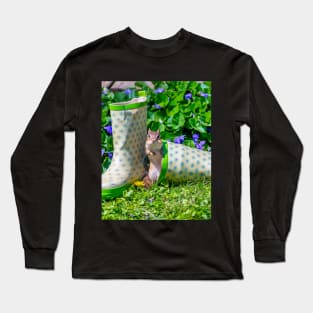 Chipmunk and rain boots in spring Long Sleeve T-Shirt